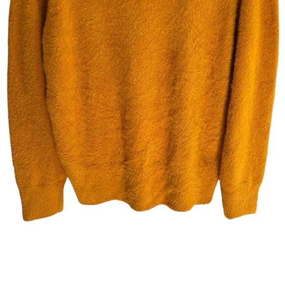 Who What Wear Mustard Yellow Fuzzy Sweater Size L Mock Neck Pullover Cozy Soft - Picture 12 of 12